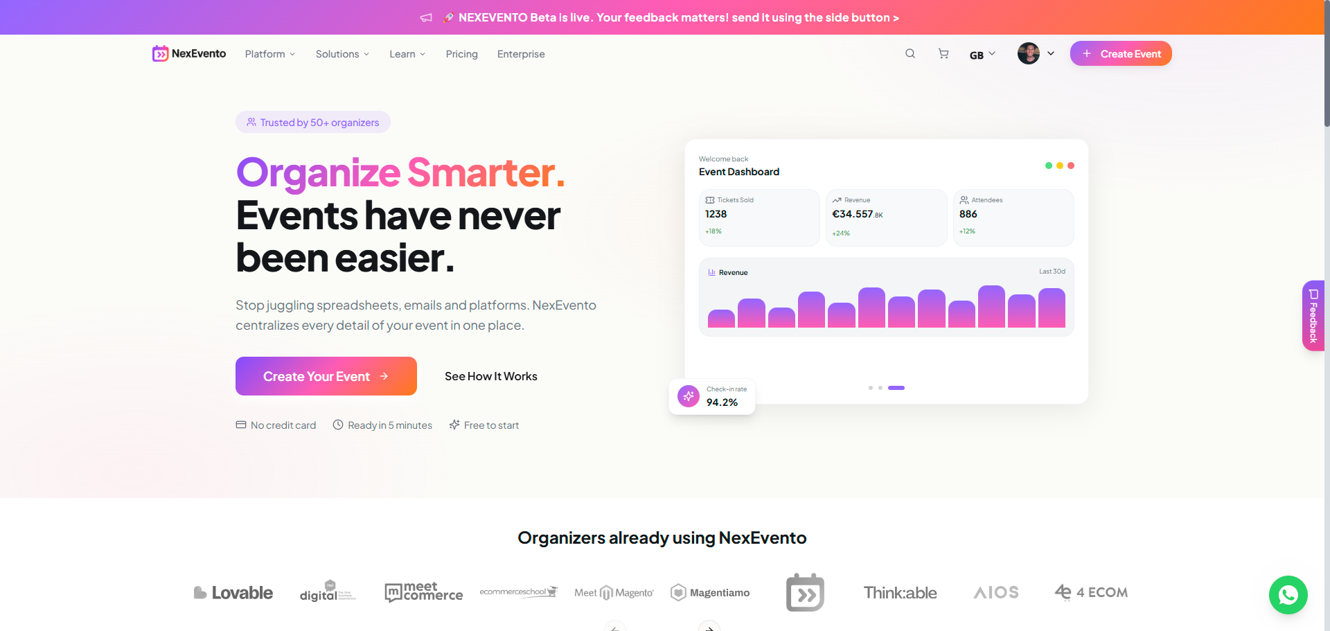 Nexevento — piattaforma SaaS per la gestione di eventi